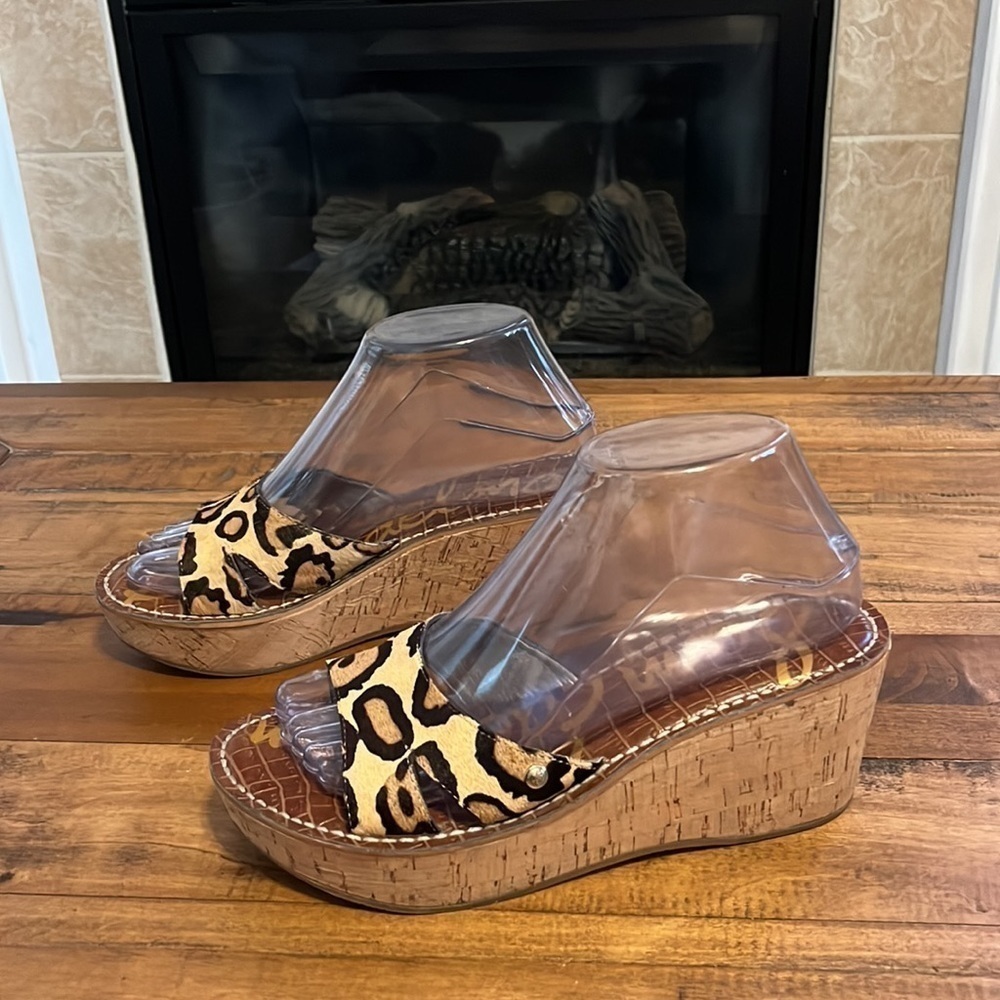 SAM Edelman sandals, leopard pattern, platform sl… - image 3